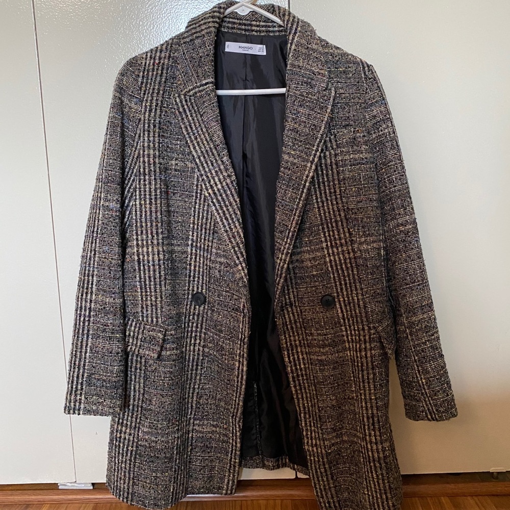Mango Casual Oversized Tweed Blazer